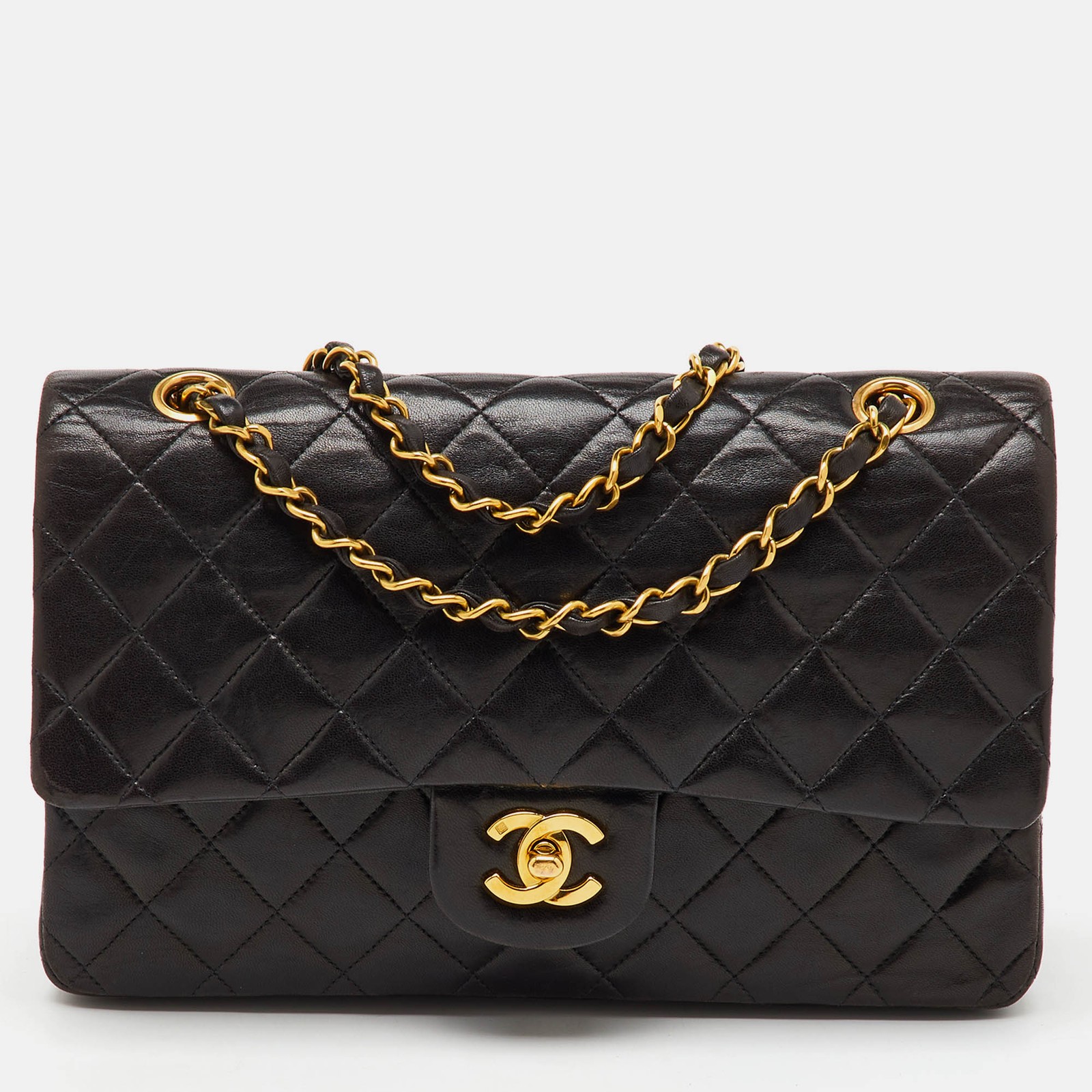 Chanel Medium Classic Double Flap Bag in Black Quilted Leather