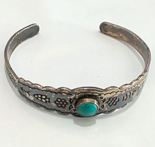Vintage Sterling Silver Cuff Bracelet Oval Bl...