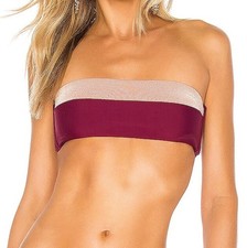 NWT Pilyq Vino M Color Block Glitter Strapless Bandeau Bikini Swim Top 106676