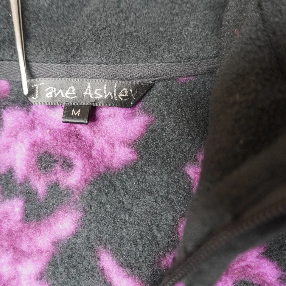 Chaleco polar floral negro púrpura para mujer Jane Ashley forrado medio Foto 3 de 4