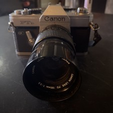Canon FTb QL 35mm SLR Film Camera w/135 mm1:3.5 f1.8 FD Lens/