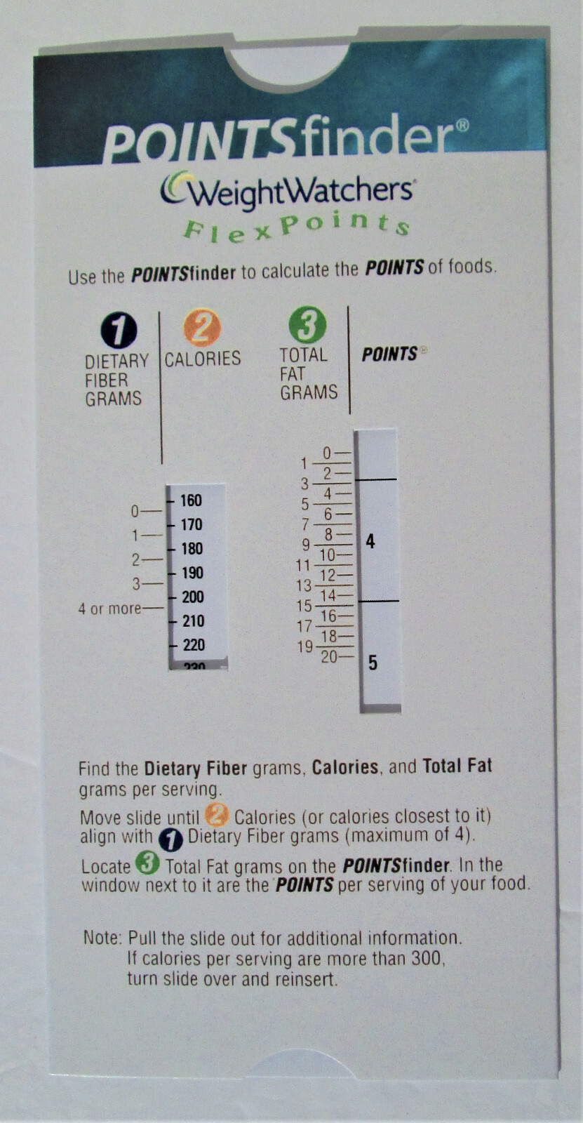 Weight Watchers Flex Points Finder Slide Calculator FlexPoints