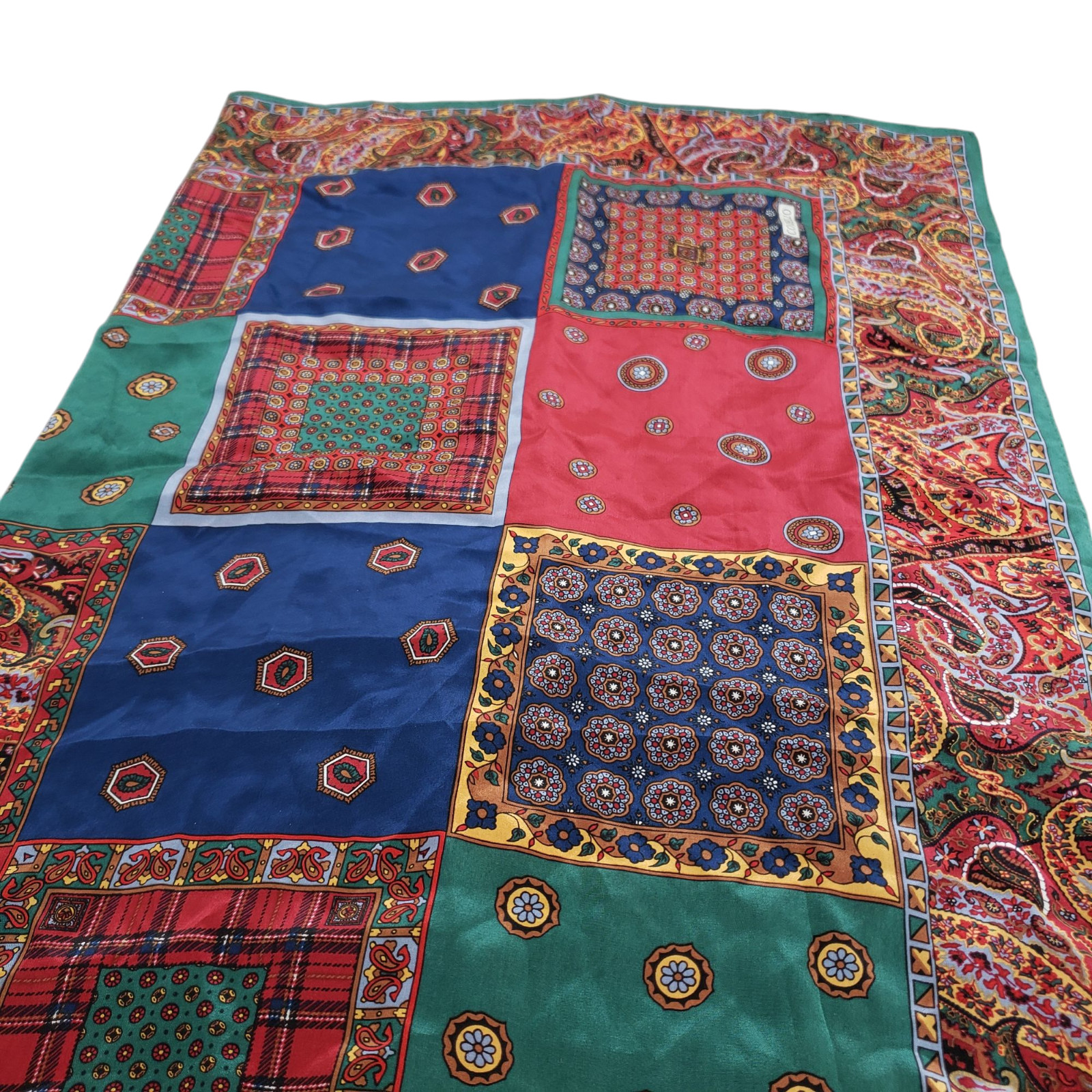 CODELLO Silk Scarf Multicolor Patchwork Large 34/… - image 4