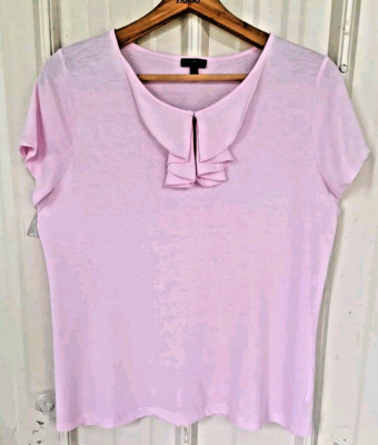 Talbots Ruffle Top Talbots Lightweight Top XL Cotton Model Pink Knit Pullover Front Neck ...