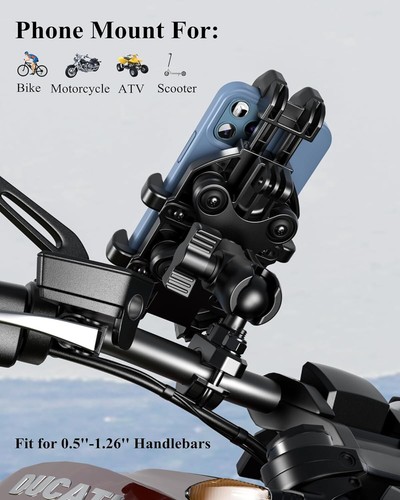 BRCOVAN Motorcycle Phone Mount Vibration Dampener 360 Rotation Shock Absorbing - Picture 2 of 20