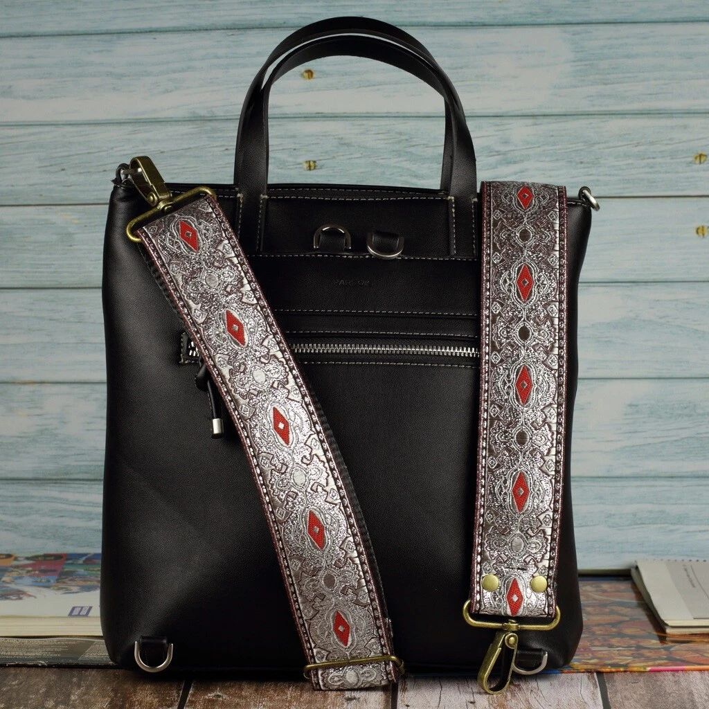 Guitar Strap for Purse Hippie Handbag Strap Crossbody model Grey