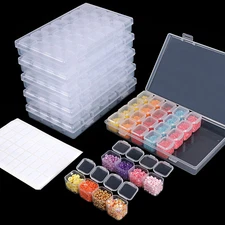 168 Slots 6 Pack 28 Grids Diamond Painting Boxes Plastic Organizer with Label