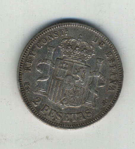 Spain España Alfonso XII 2 Pesetas 1882 *18 XX Madrid MSM Silver KM 692 VF -R2 - Picture 3 of 3