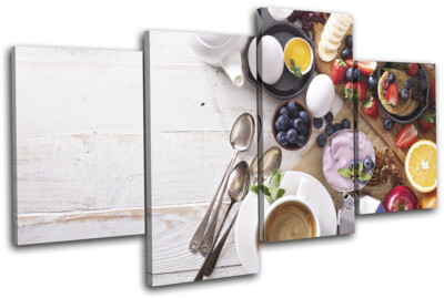 Breakfast Healthy Cafe Food Kitchen MULTI Leinwand Kunst Bild drucken
