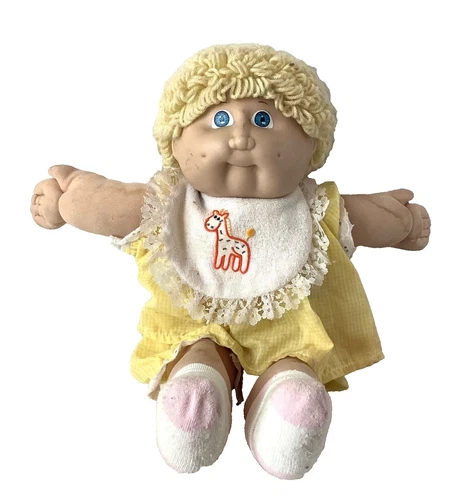 1985 Cabbage Patch Kids Doll Blonde Hair Brown Eyes Head Mold 2 Clothes AX