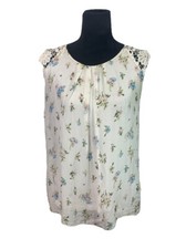 Elena Baldi Size S 100 Silk Ivory Floral Blouse Made in Italy