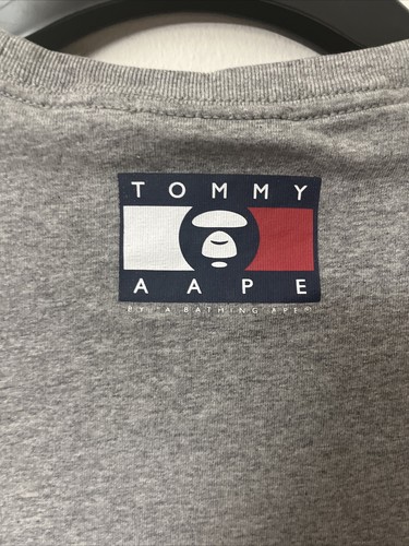 Aape x Tommy Jeans T Shirt Mens Medium Grey Short Sleeve A Bathing Ape Cotton - Picture 10 of 15