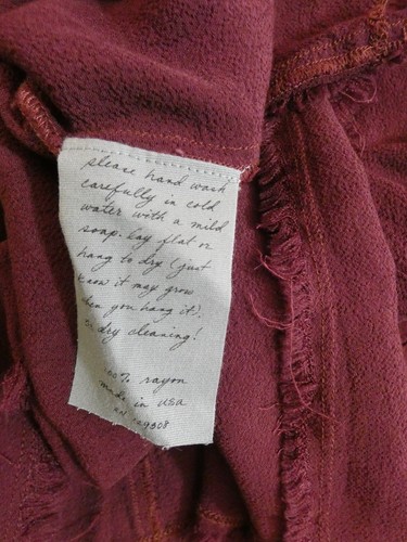Raquel Allegra Women's 0 Burgundy Long Sleeve Blouse High Gathered Neck Fray Hem - Picture 8 of 10