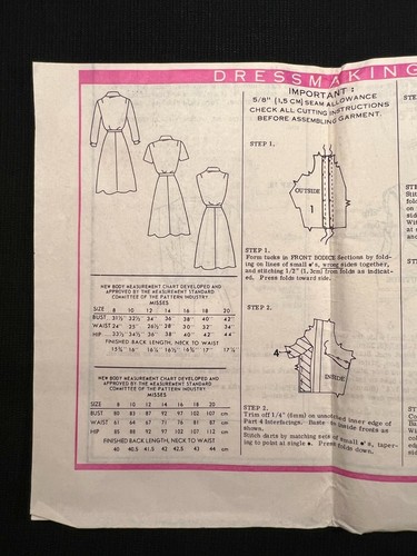 Printed Pattern 9000 Misses Dress Original 1970's Mail Order Pattern sz 12 Cut - Picture 4 of 4