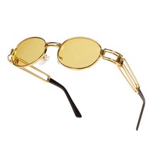 Oval Sunglasses Gold Frame Yellow Lens Unique Design Fashion Sun Glasses Lentes