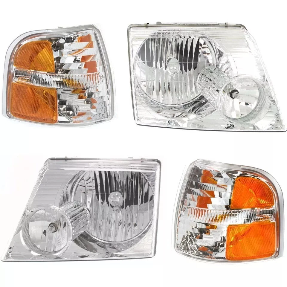 New Front Chrome / Gray Grille & Headlight & Park Light Fits 2002-2003 Explorer - Image 3 of 4
