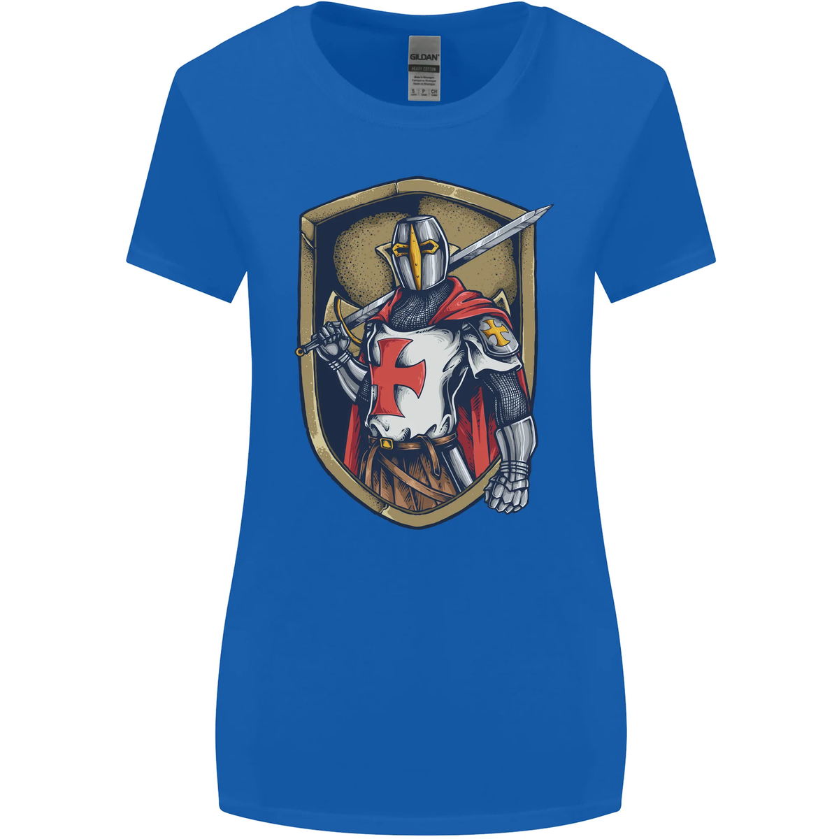 T-shirt Femme Templiers Sur Un Cheval - Gildan, Coupe Large, Coton épais, Neuf Avec étiquettes