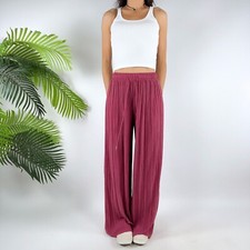 Women's Vintage Purple Boho Coastal Chic High RisePleated Wide Leg Pants / 2