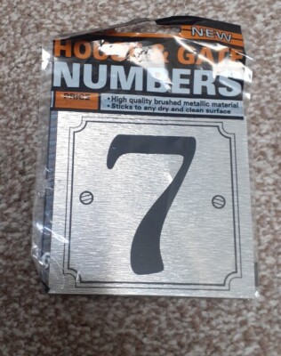 HOUSE & GATE NUMBERS - “7 ”- BRUSHED METAL STICKER - SILVER - FREE UK ...