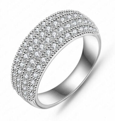 Damen-Ring atemberaubende Ring Filled Sterling Silber 925  Weiße Topas