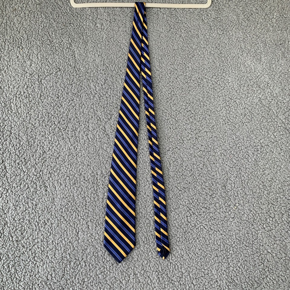 346 Brooks Brothers Silk Striped Tie Made in USA Woven in Italy Blue