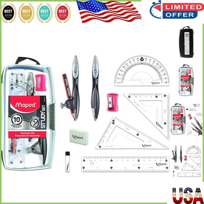 Comprehensive 10-Piece Advanced Geometry Set - Ergonomic Design Included