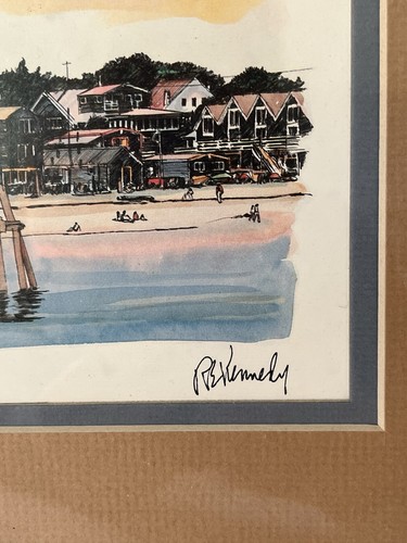 VEIW OF PROVINCETOWN BY ROBERT KENNEDY WATER COLOR ART PRINT 13”X11 FRAMED - Picture 3 of 6