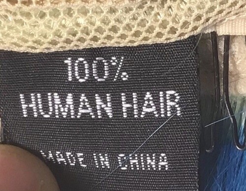 Authentic Human Hair Wig BLONDE & BLUE 14”. - Picture 7 of 8