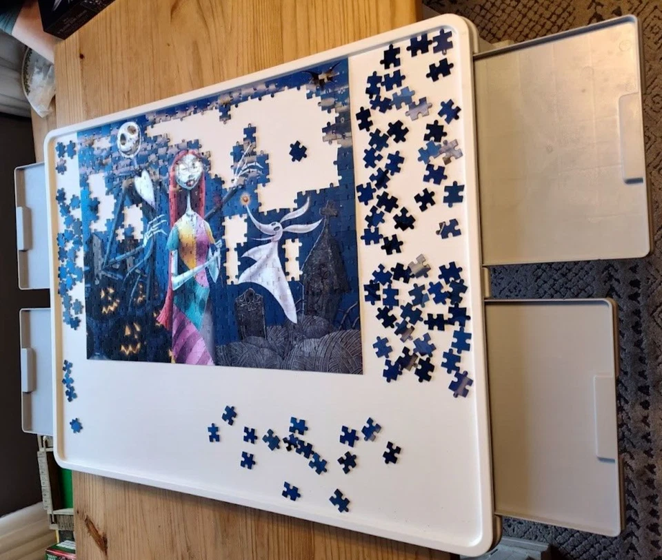 Playboda 1500 Pieces Rotating Plastic Puzzle Board w/ Drawers and Cover 35"x27 - Image 4 of 4