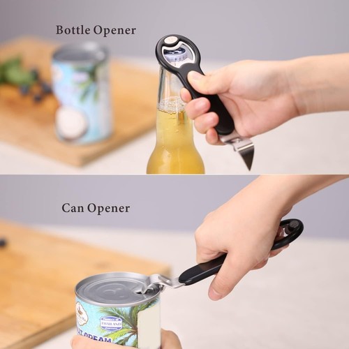 Magnetic Bottle and Can Opener for Refrigerator, Stainless Steel Manual Can Punc - Picture 3 of 8