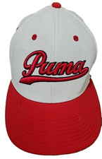 Puma Dry Cell Hat Cap White Red Raised Logo Flex Fit Hat Polyester Hat.
