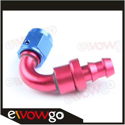 US SHIP 120 Degree AN6 -6AN Push-on Hose End Fuel Oil Fitting Aluminum Red/Blue