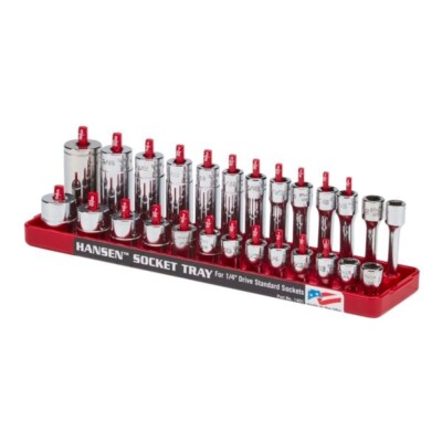 Hansen Global 1/4'' Drive Standard SAE Inch Regular & Deep Socket Tray Organizer