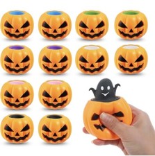 Halloween Pumpkin Squishy Toys - 12PCS 6 Colors Stress Relief Ghost Toy for Tric