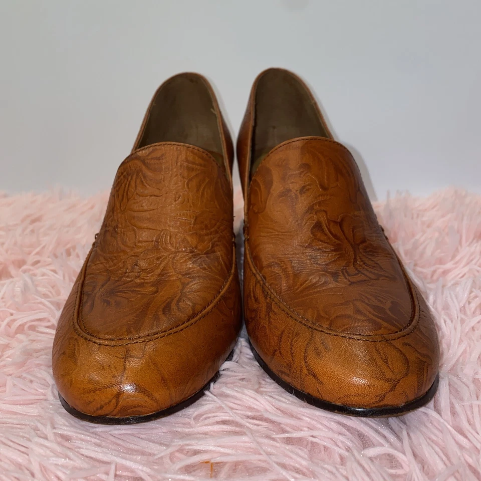 Patricia Nash Martina Cuero Mecanizado Personalizado Talla 9 Talla 39 Firmado Western Tacón Madera Foto 2 de 4