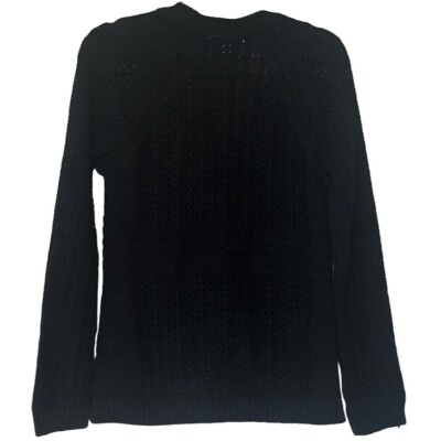 ニット Madison Hill Brand Cardigan Black Knit Sweater Cotton Blend
