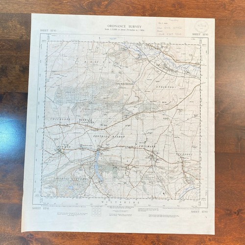 ORDNANCE SURVEY Provisional Edition Unfolded ST93, Hinton, Wiltshire 1958 M15