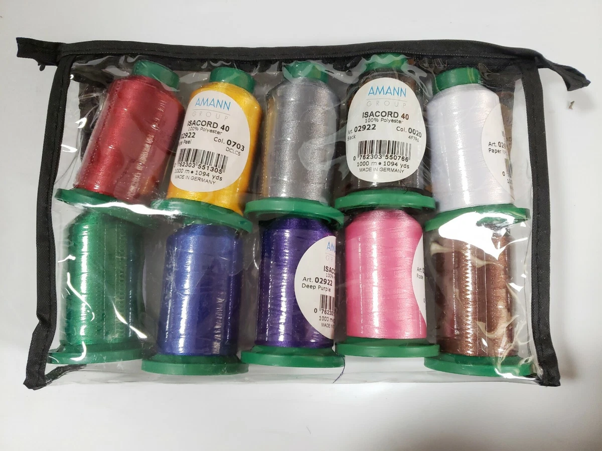 New Amann Isacord 12 spools embroidery threads set, multi colors.