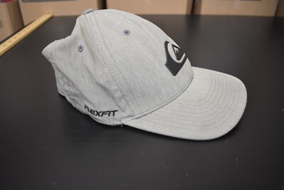 Quiksilver FlexFit Stretch Cap Hat One Size OSFM Gray Black Logo Mens