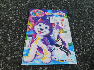 Lisa Frank Color & Trace Book w cut out Figures Stand up penguin Bears ISSUES 