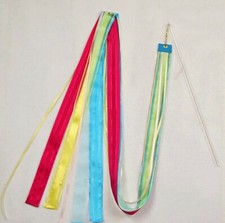 Turquoise/Magenta/Yellow Streamer w 18" Rod - Christian Worship Dance Ribbon