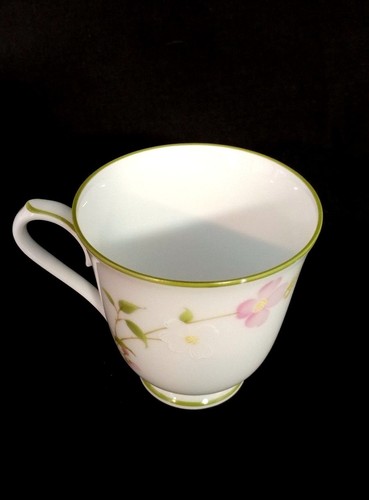 Noritake China FIRST BLUSH Tea Cup Coffee Cup Green Trim Pattern 2605 - Picture 7 of 8
