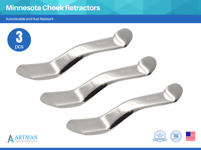 #ad 3 PCS Minnesota Cheek Retractors Surgical Dental Instruments ARTMAN $14.24