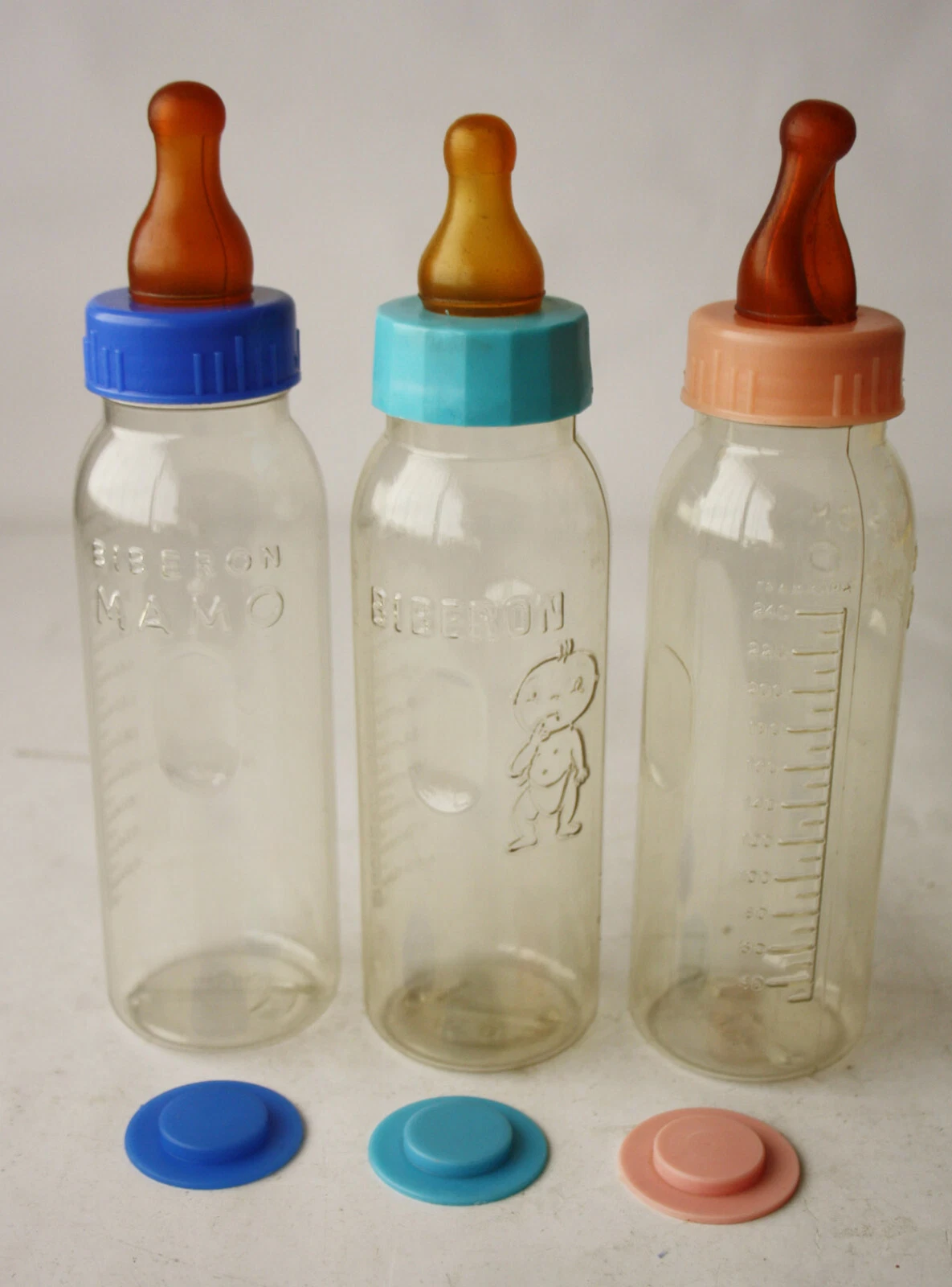 3X VINTAGE 70'S BIBERON MAMO DUMMY PACIFIER SOFT TEAT BABY GREEK GREECE NEW NOS!