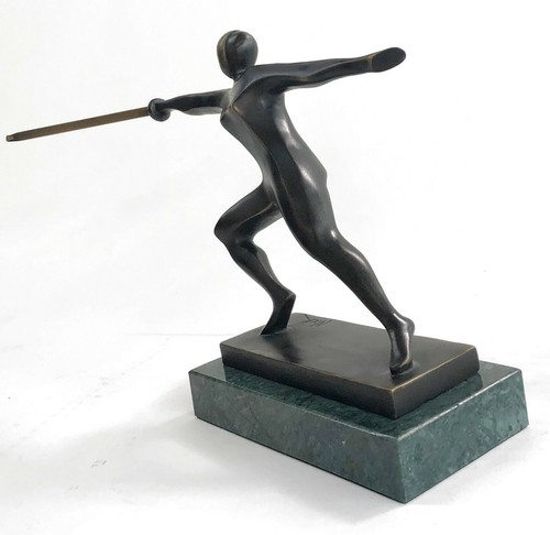 Originale Mario Nick Fencer Scuro Patina Verde Marmo Base Scultura Statua Decoro - 第 8/10 張圖片