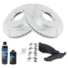 Front Metallic Brake Pad & Performance Coated Rotor Kit w/Chemicals