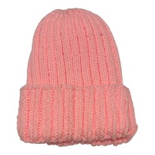 Brand New Hand Made Girls Pink Acrylic Knitting Hat Beanie.
