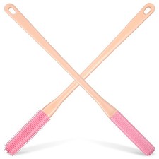 Silicone Reusable Shower Toe Brush with Long Handle for Foot Care Pink