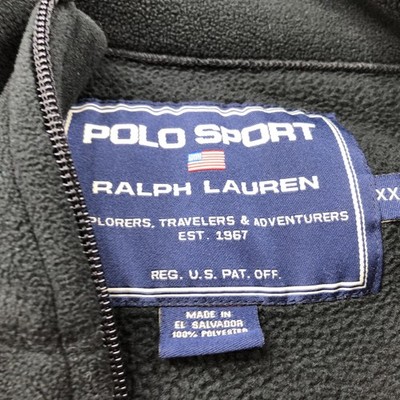Vintage Polo Sport Ralph Lauren Pullover Mens 2XL Black Fleece 1/4