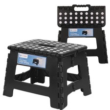 Large Folding Step Stool 150kg Multi Purpose Black Heavy Duty Home Kitchen